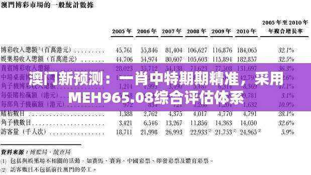 澳门新预测:一肖中特期期精准,采用MEH965.08综合评估体系