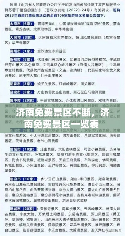 济南免费景区不断,济南免费景区一览表