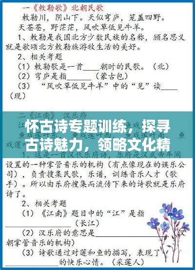 怀古诗专题训练,探寻古诗魅力,领略文化精粹