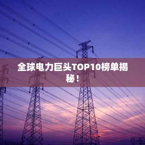 全球电力巨头TOP10榜单揭秘!